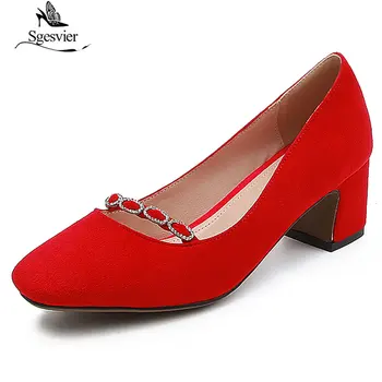 

Sgesvier Sweet Women's Women Shoes High Heel Pumps Shoes Square Toe 2019 New Spring Summer Shoes Large Size Pumps 33-43 G75