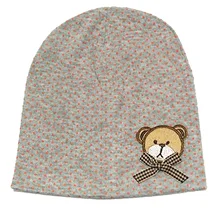 HTHL-зимняя шапка для маленьких мальчиков и девочек, хлопковая Смешанная шапка в горошек с мишкой