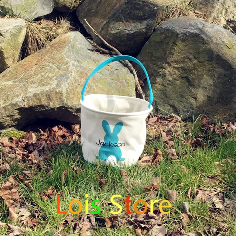 40pcs/lot Canvas Easter Basket Easter Bunny Bag for Kids Candy Gift