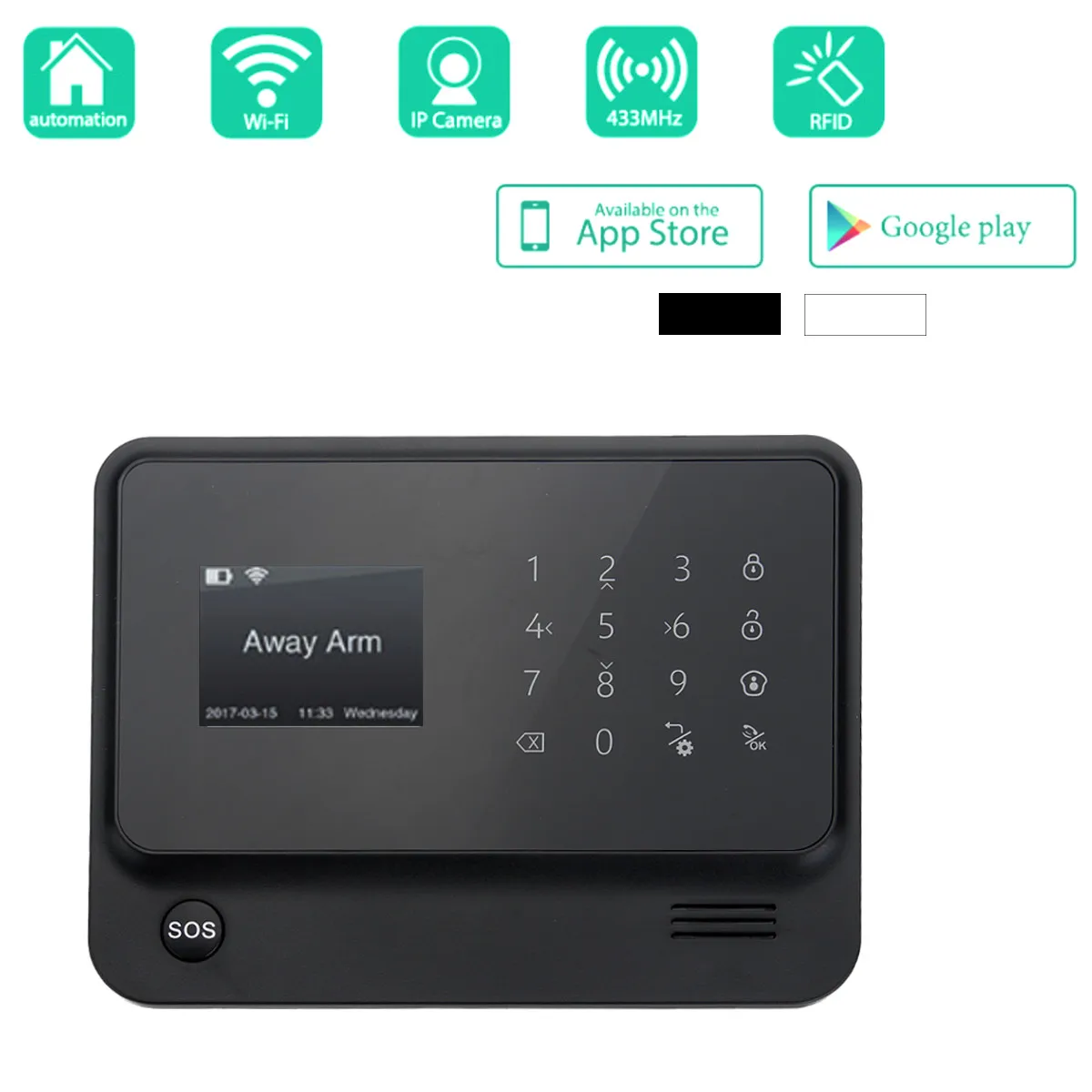 

G90B 433MHz WiFi GSM Wireless Home Burglar Alarm Panel Security System Support APP Control RFID