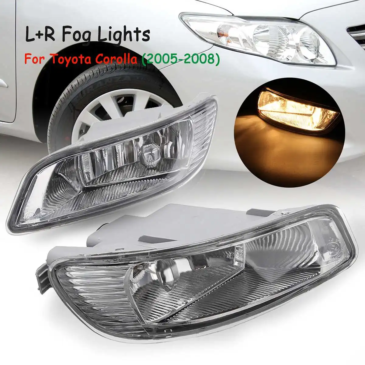 

Front Bumper Clear Lens Fog Lights Driving Lamps For Toyota Camry 2002-2004 Corolla 2005-2008 Solara 2002-2003