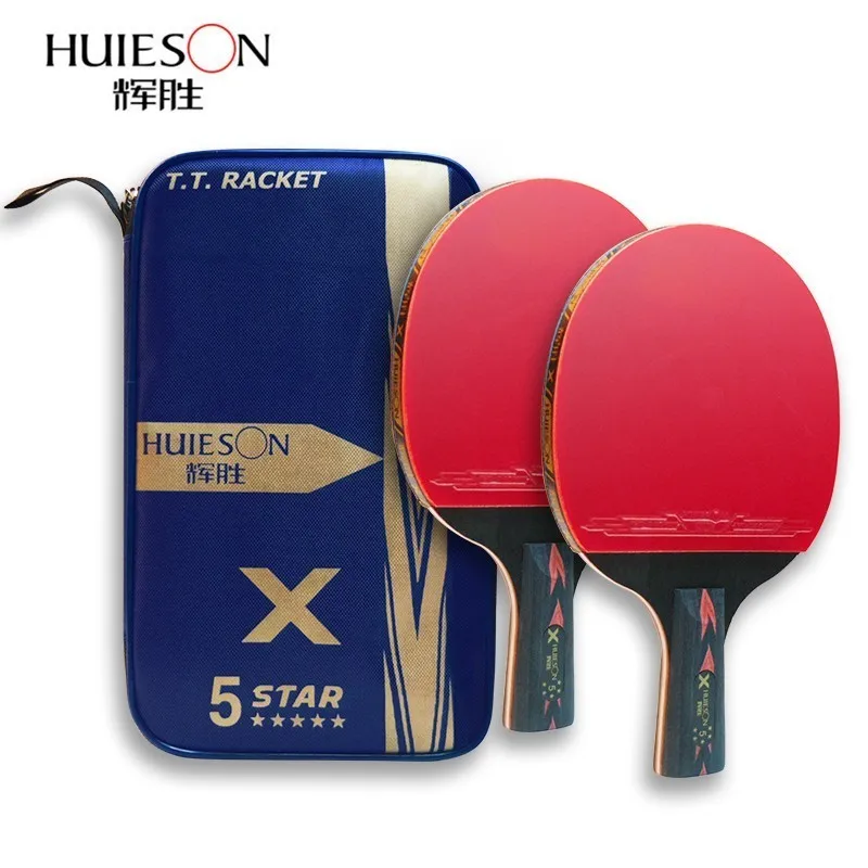 

Huieson 2Pcs Upgraded Carbon Table Tennis Racket Set 5 Star Powerful Ping Pong Paddle Bat with Double Face Pimples-in Rubber