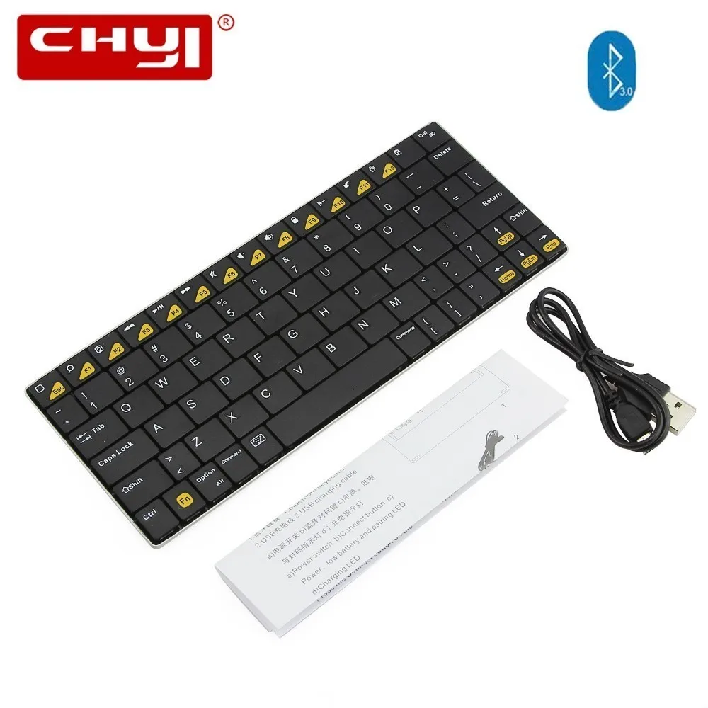 

CHYI Bluetooth Wireless Keyboard Portable Rechargeable Ultra Thin Mini Ergonomic Computer PC Keypad For Macbook Apple Tablet