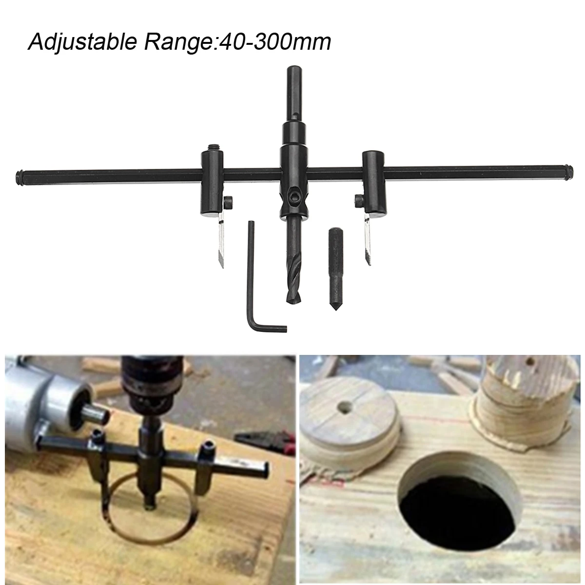 

40-300mm Adjustable Circle Hole Saw Cutter For Plaster,plywood,hole Cutter Tool