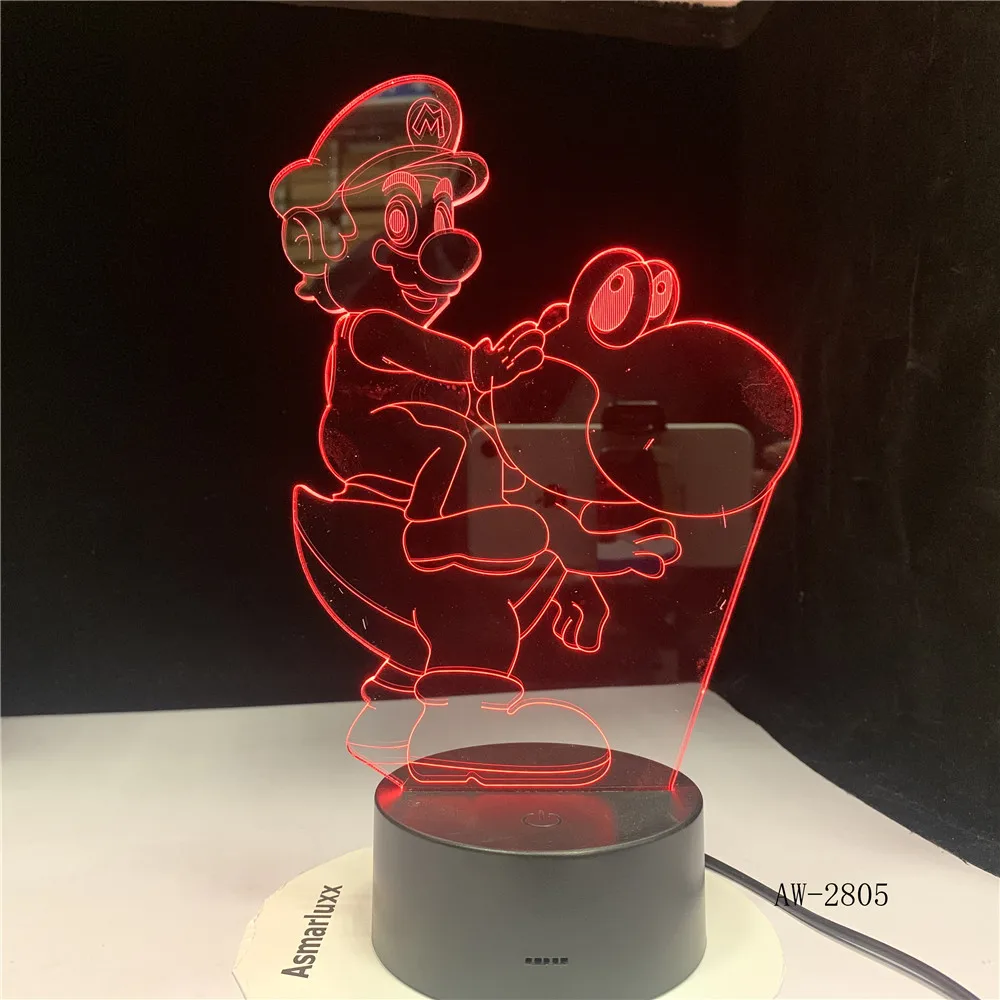 3D светодиодсветодиодный USB лампа Yoshi Mario мультяшная игровая фигурка Супер