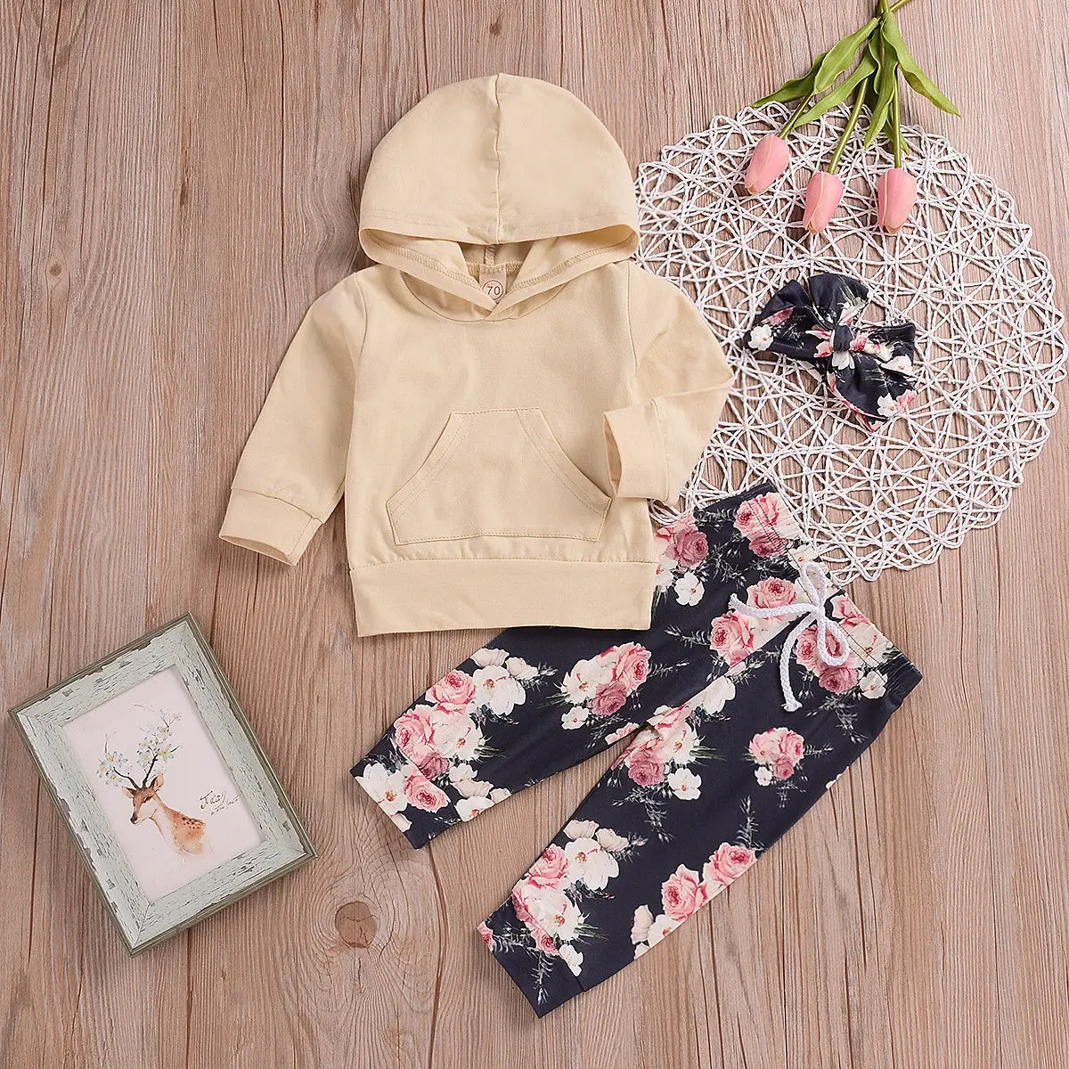 

Pudcoco Newborn Baby Girl Casual Hooded Coat Tops Floral Pants Leggings 3Pcs Outfit Clothes 2019 New Fsahion suits