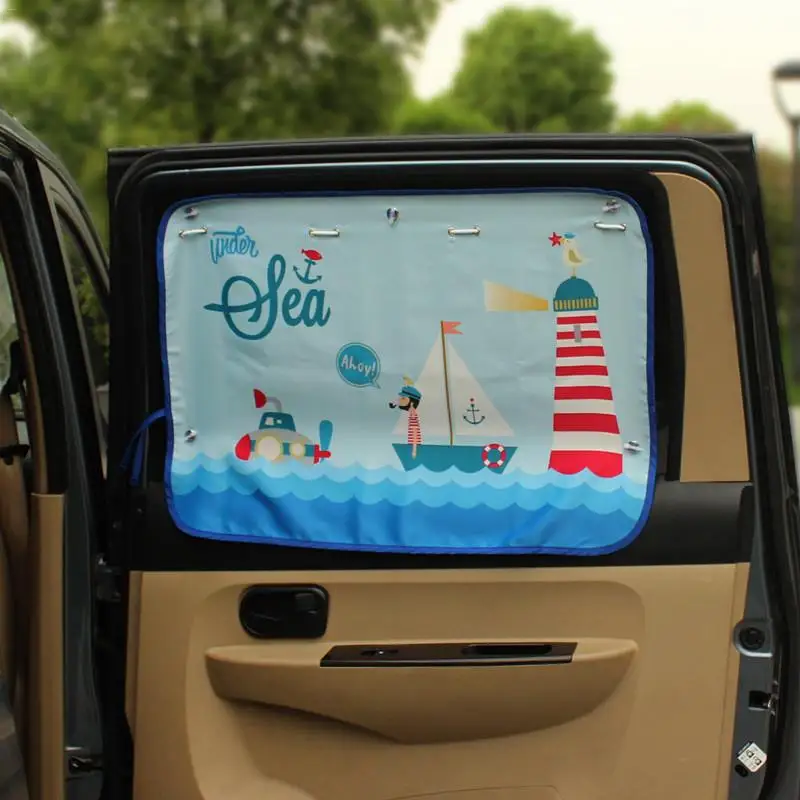 

70*50cm Car Cartoon Curtain Cover Sun Blocking Auto Curtain Side Blocking Tensile Sunshade Curtain For Children Car-styling
