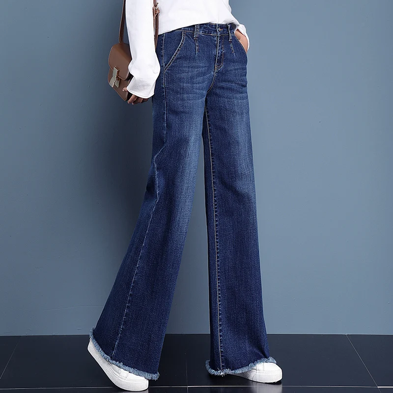 Women Blue Casual High Waist Jeans 2019 Spring Autumn