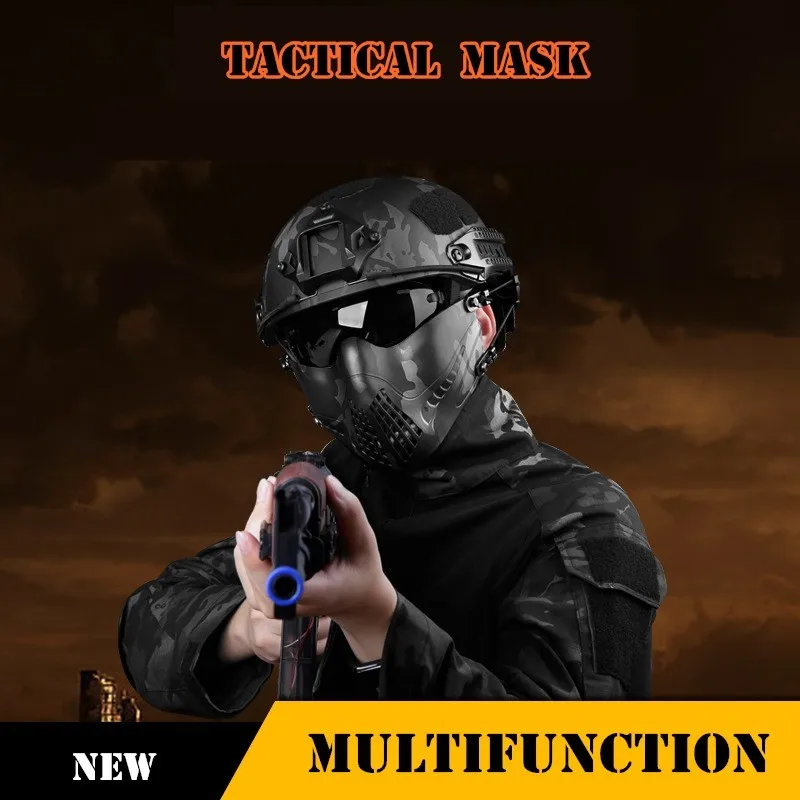 buy Cycling Training Half Face Shield Cover Bike Riding Mask Army Mode Head Outdoors CS Game Tactic Defence Mask Solid TPU Facemask