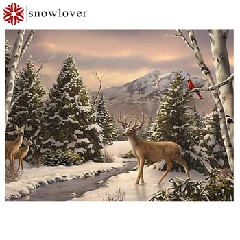 

Snowlover full square diamond painting 5D DIY cute deer pattern diamond painting cross stitch diamond mosaic decorative painting