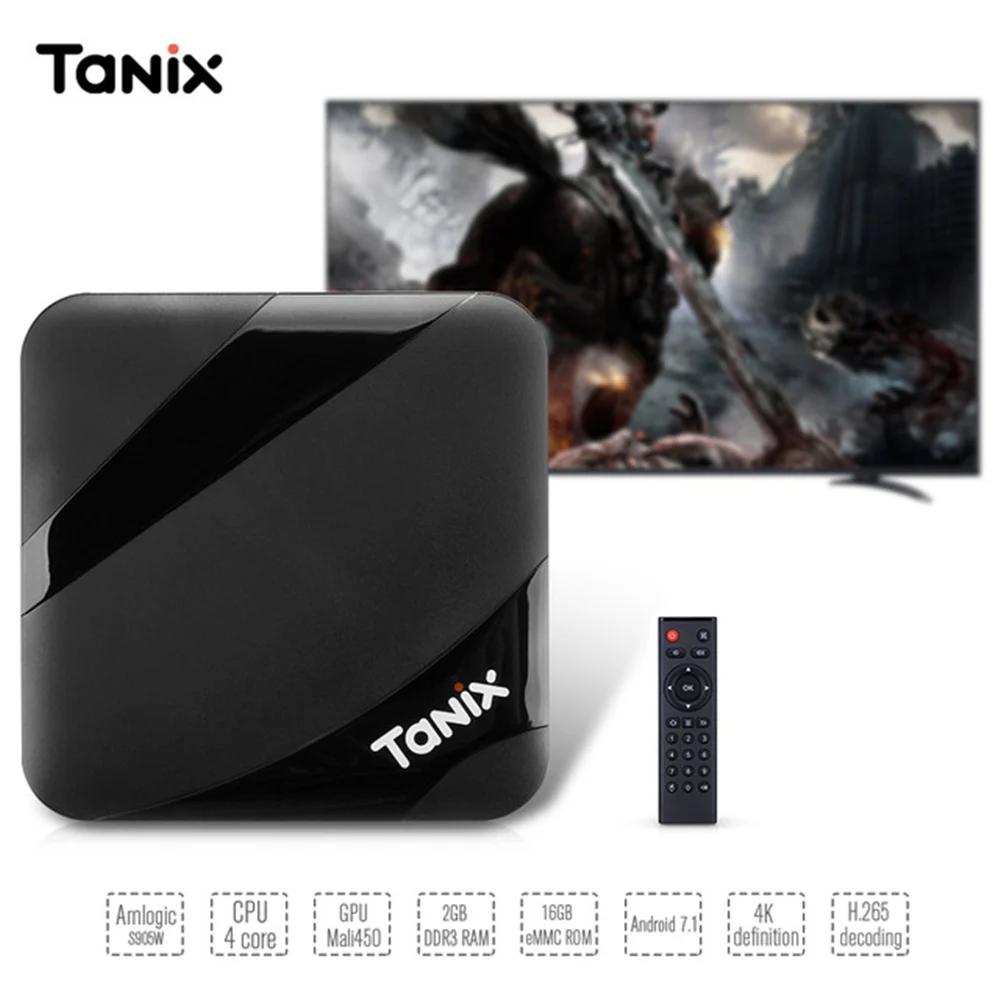 

Tanix TX3 Max TV Box Amlogic S905W / Android 7.1 with New ALICE UX 2GB RAM+16GB ROM Bluetooth 2.4GHz Wi-Fi 4K 100Mbps LAN BT4.1