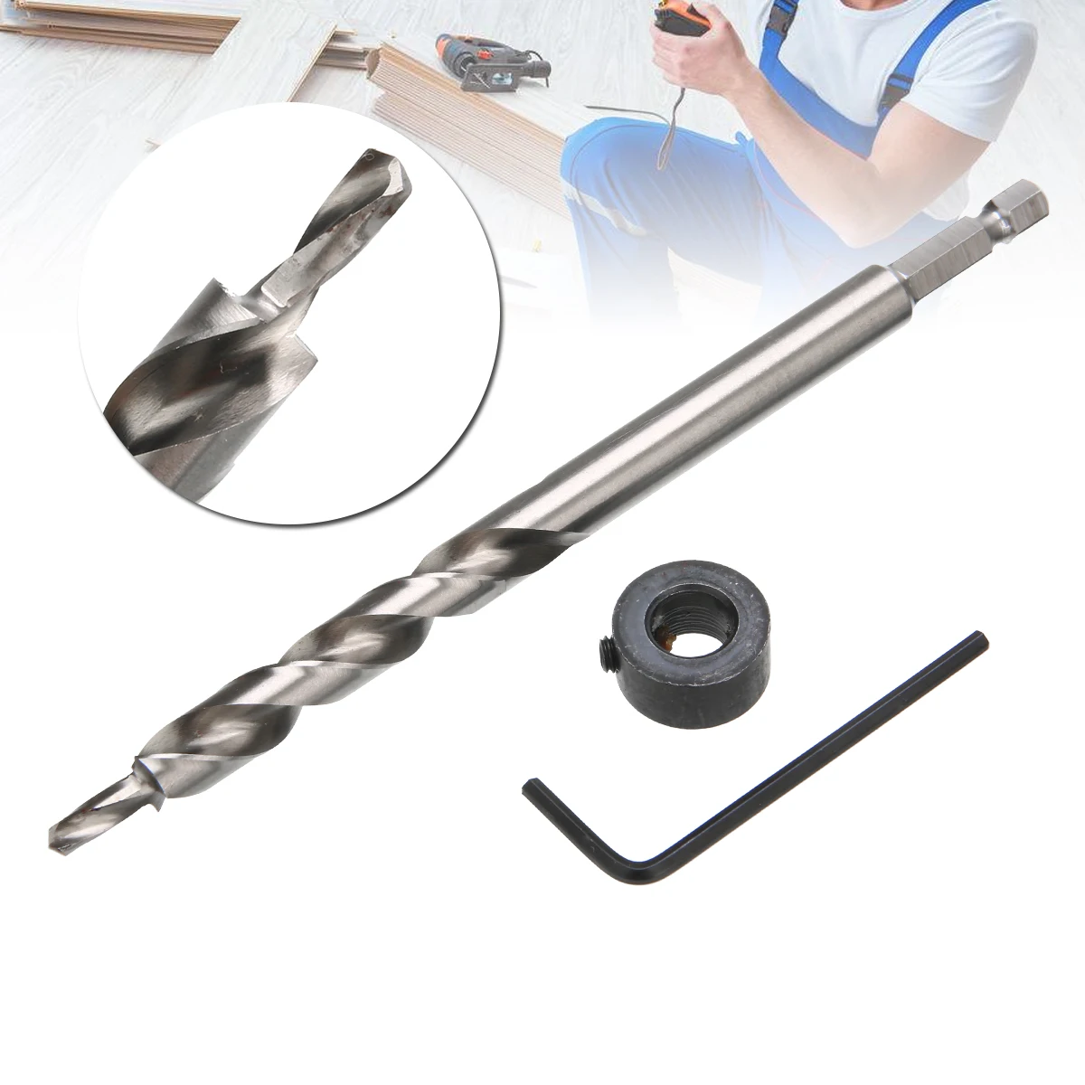 1 set 1/4" Hex Twist Step Drill Bit for Kreg Pocket Hole Drill Jig