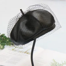 Модные женские Восьмиугольные шапочки из искусственной кожи кепка газетчика винтажный капот берет стиль ретро кожаная шляпа ковбой