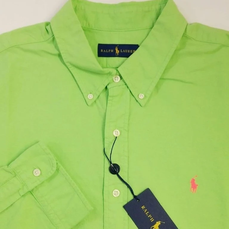 RALPH LAUREN MEN'S SHIRT GREEN OXFORD 100% COTTON SZ XXL NWT $98|T-Shirts|  - AliExpress