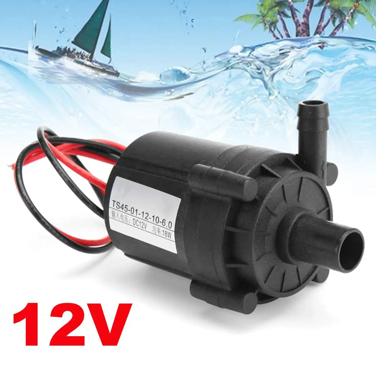 

DC 12V 18W Electric Cold Water Pump 1.5A 12L/min 8m for Wash Low Noise 80mmx43mm