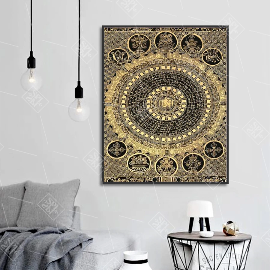 Religious Wall Art Picture Tibetan Mantra Thangka Decorative Canvas Painting for Living Room Buddha Posters and Prints No Framed | Дом и сад