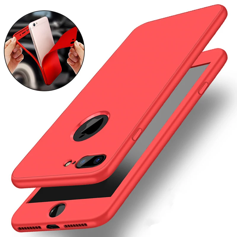 Phone Case for iPhone 8 7 6S 6 Plus Soft TPU Front Back 360 Degree Full Body Cover Apple X XS Max XR Tempered Glass |
