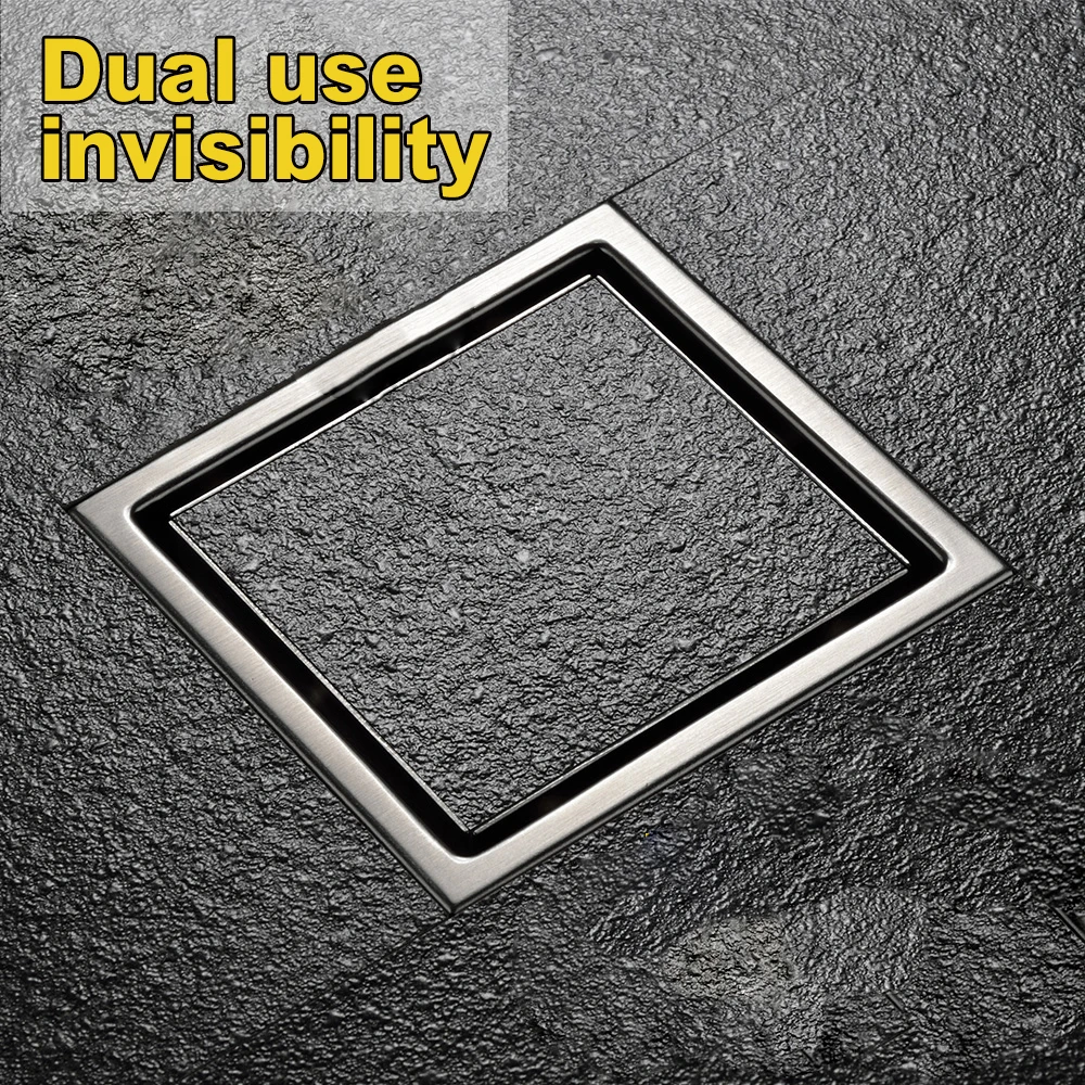 

HPBGE Free shipping Tile Insert Square Floor Waste Drain Bathroom Grates Shower Drain 304 Stainless Steel Large Flow Drainer