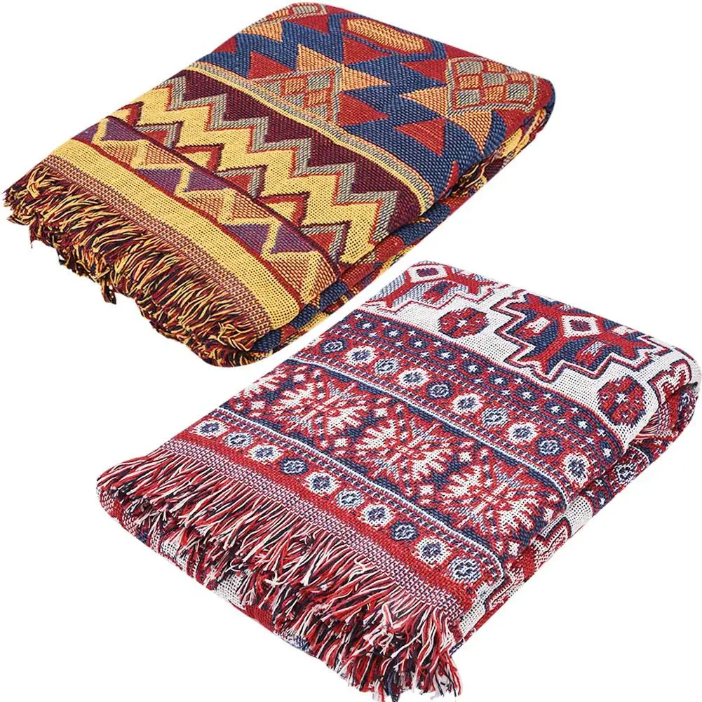 

Double Sided Cotton Tapestry Woven Couch Throw Blanket Carpet with Decorative Tassels for Bed Sofa Mandala