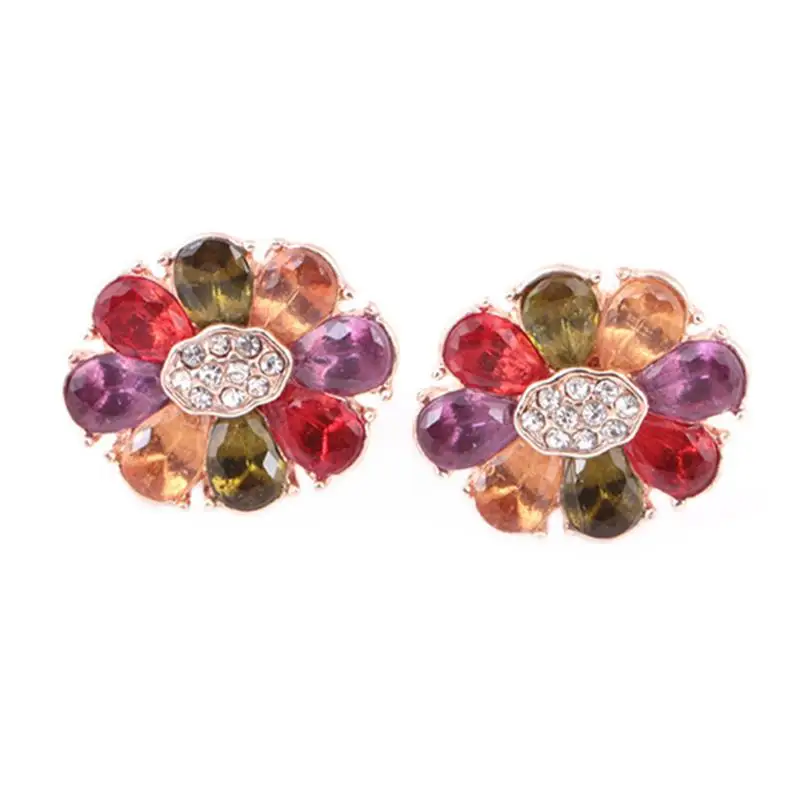 

Crystal Flower Colorful Earrings Mona Lisa Ear Studs Women Jewelry Gifts
