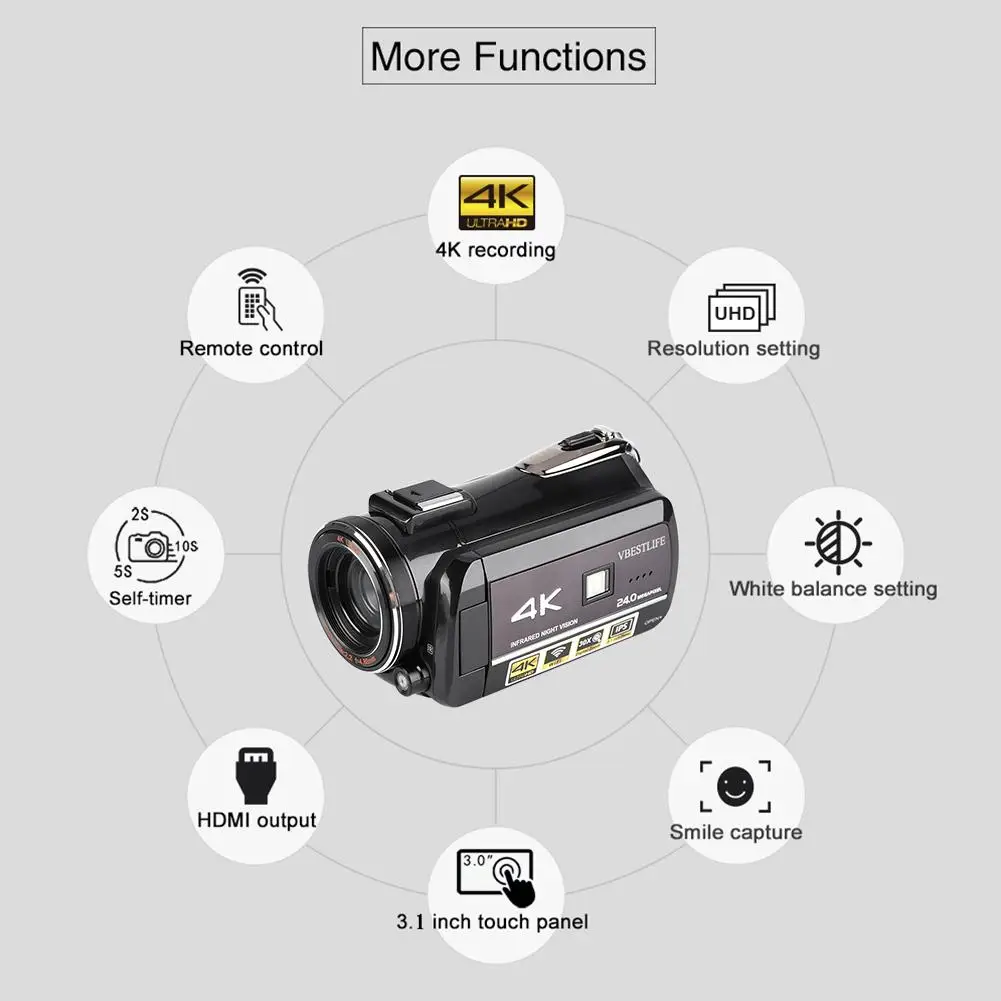 AC3 IPS WIFI 13MP 30X Zoom 4K HD Цифровая видеокамера пульт дистанционного управления