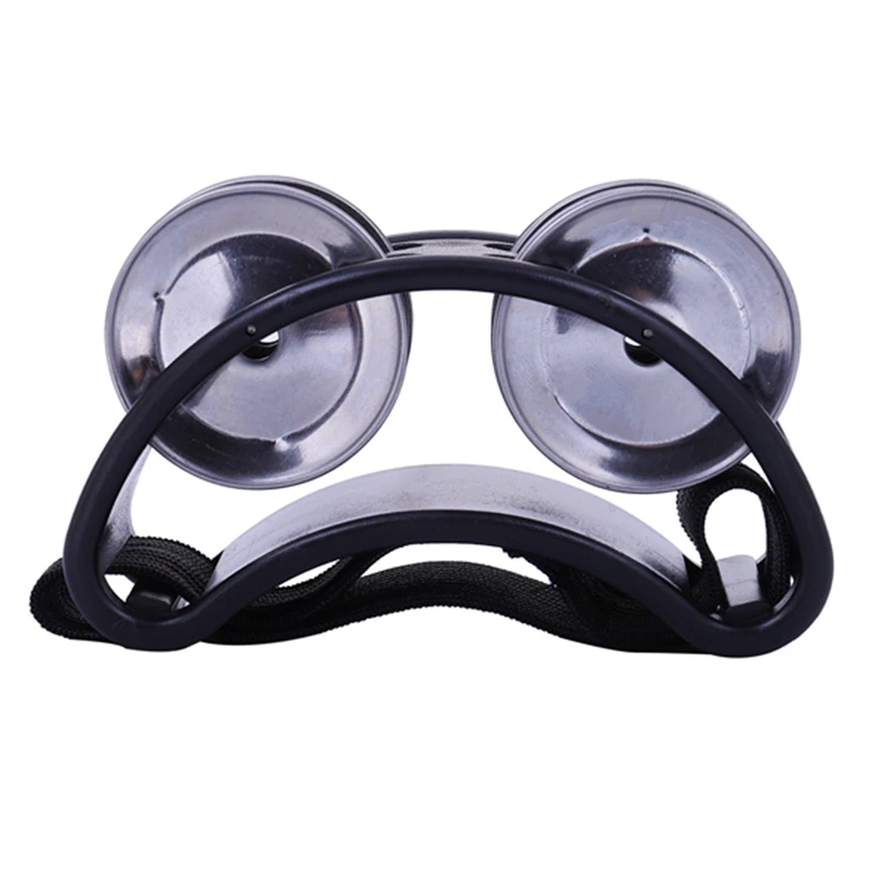ABGZ-Foot Tambourine Percussion with Steel Jingles for Cajon & Guitar Players black