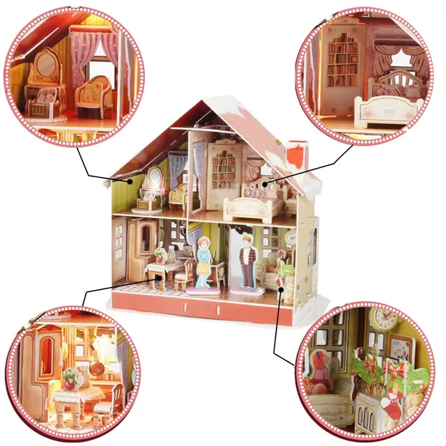 3d Paper Puzzle Toy Cardboard House Model Furniture Building