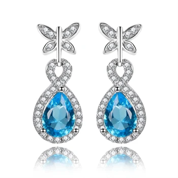 

New Genuine 100% 925 Sterling Silver Animal Butterfly Drop Earrings For Women Girl Luxury Party Wedding Jewelry Gift Wholesale