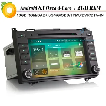 

Android 8.1 Autoradio Quad Core DAB+ Sat Nav WiFi 4G Radio OBD DVR Car CD Player for Mercedes Classe A/B W169 W245 Vito Viano