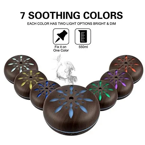 

2018 New Design Remote Control Aroma Diffuser with 7 Color Changing LED Light Ultrasonic Cool Mist Essential Oil Humidifier