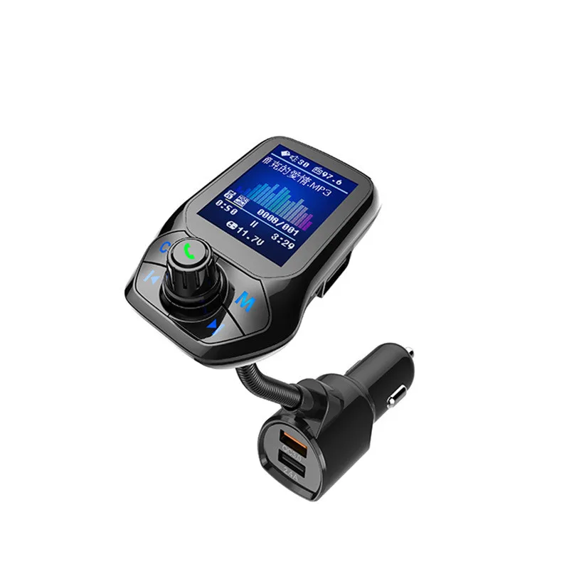 

1.8" TFT Color Display QC3.0 Quick Charge Bluetooth Car Kit Handsfree Set FM Transmitter MP3 Music Player 3 USB Port