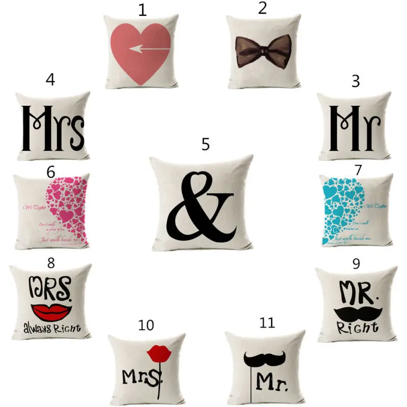 Mrs And Mr Love чехол для подушки s хлопок лен наволочка дома Мягкая комната подарки