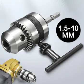 

1PC 1.5mm to 10mm Drill Chuck Driver Converter 3/8 Inch 24UNF With 1/4 Inch Hex Shank Key Adaptor 85x10x6mm