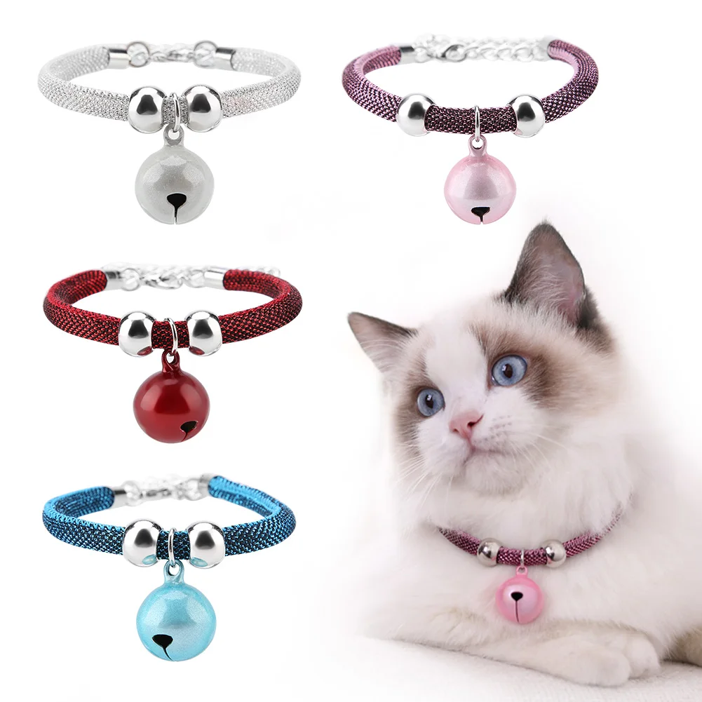 

Japanese Style Pets Dog Necklace Nylon Accessory Kitten Supply Cat Bell Collar w/ Extension Chain