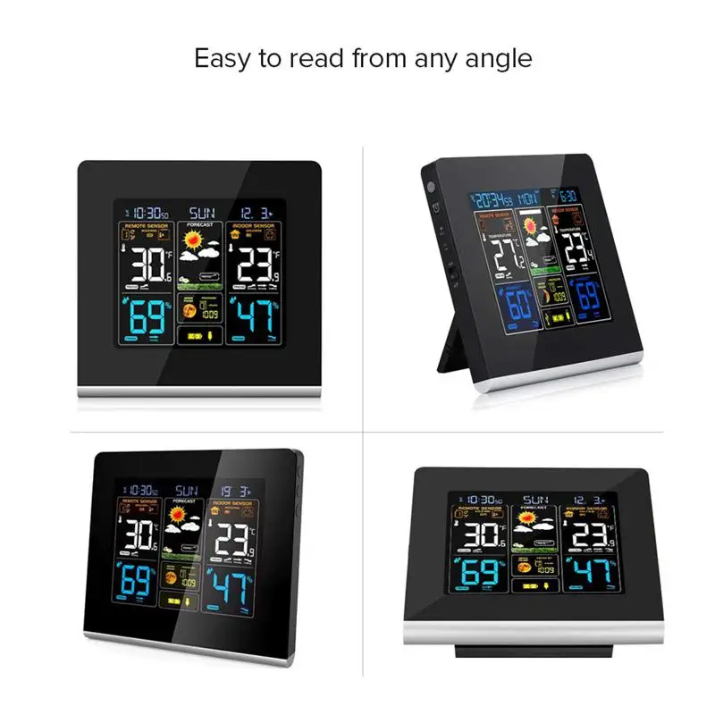 Беспроводная метеостанция, погодные часы, гигрометр Крытый Открытый термометр, метеостанция с Hd дисплеем Scre