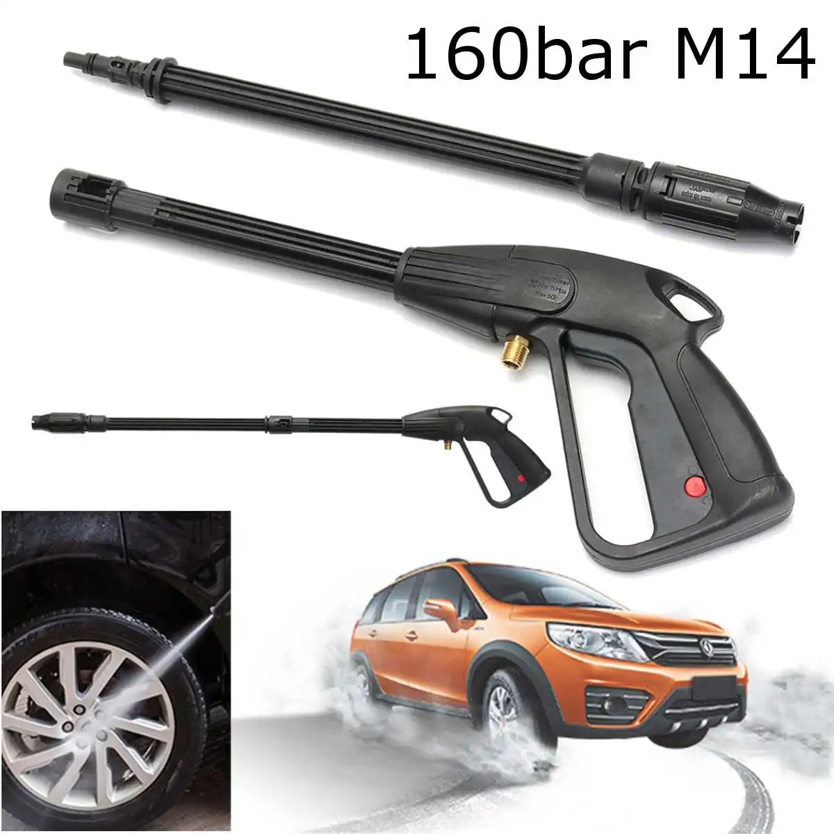 

160bar M14 High Pressure Washer Spray Guns Car Wash Cleaning Lance Wand Kit