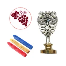 Фирменная индивидуальная восковая печать комплект печатей Виноградная картина металлический Дракон ручка подарок винтажный пакет свадебные приглашения печать