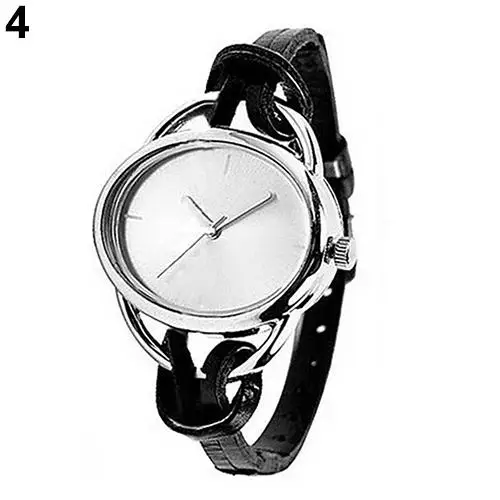 

Women's Fashion Oval Slim Faux Leather Band Analog Quartz Bracelet Wrist Watches Gift