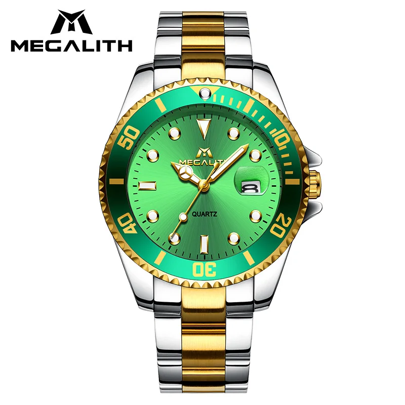 

MEGALITH Luxury Watches For Mens Waterproof Analogue Date Calendar Wrist Watch Stainless Steel Quartz Watch Clock Montre Homme