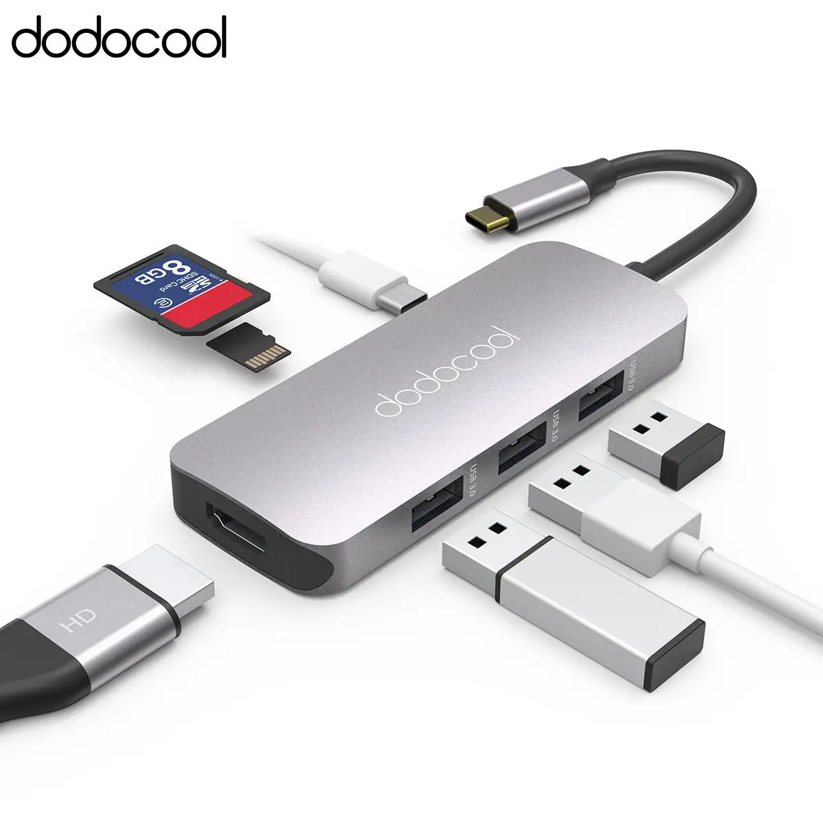 Многофункциональный концентратор dodocool 7 в 1 для MacBook Pro usb хаб с 3 портами USB 0 4K HD