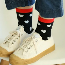 Модные Цветные Хлопковые женские носки с сердечками высшего класса, романтические жаккардовые носки с милым рисунком сердца, носки с милым принтом на весну, осень и зиму