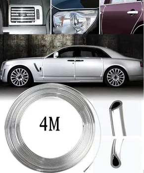 

4 Meter Car Silver Chrome Stying Body Door Edge Outlet Decorative Strips for peugeot 207 volkswagen polo golf 6 kia rio fiat 500