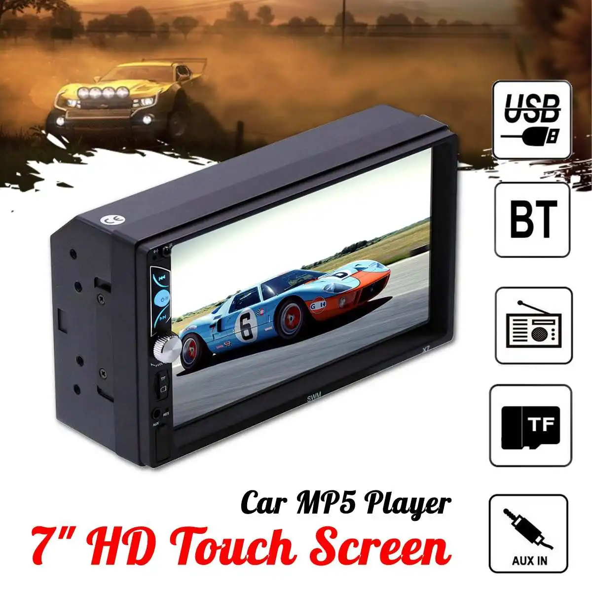 

HD 7 inch HD Touch Screen Car MP5 Audio Video MP4 TF Card U Disk AUX bluetooth MP3 Player Radio bluetooth audio music