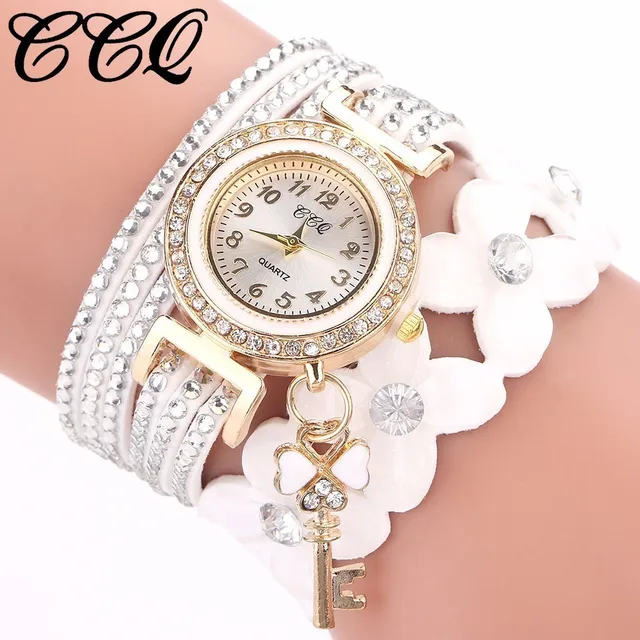 Best Selling Fashion Women Rhinestone Bracelet Watch Luxury Leather Flower Cryst Best Selling Fashion Women Rhinestone Bracelet Watch Luxury Leather Flower Cryst