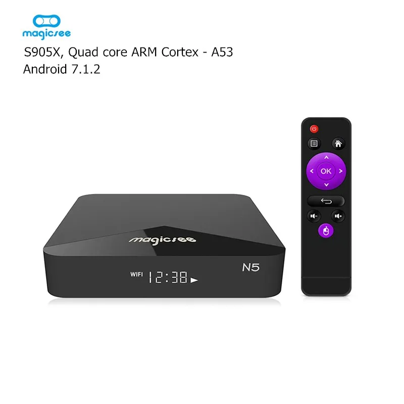 MAGICSEE N5 S905X 4 K HD ТВ Box Max 2 ГБ/16 ГБ Media Player четырехъядерный процессор ARM Cortex A53 для Smart