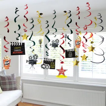 

Pack of 30 Hollywood Party Hanging Swirls Decoration Premiere Night Awards Clapperboard Star Movie Night Prom Party Oscar