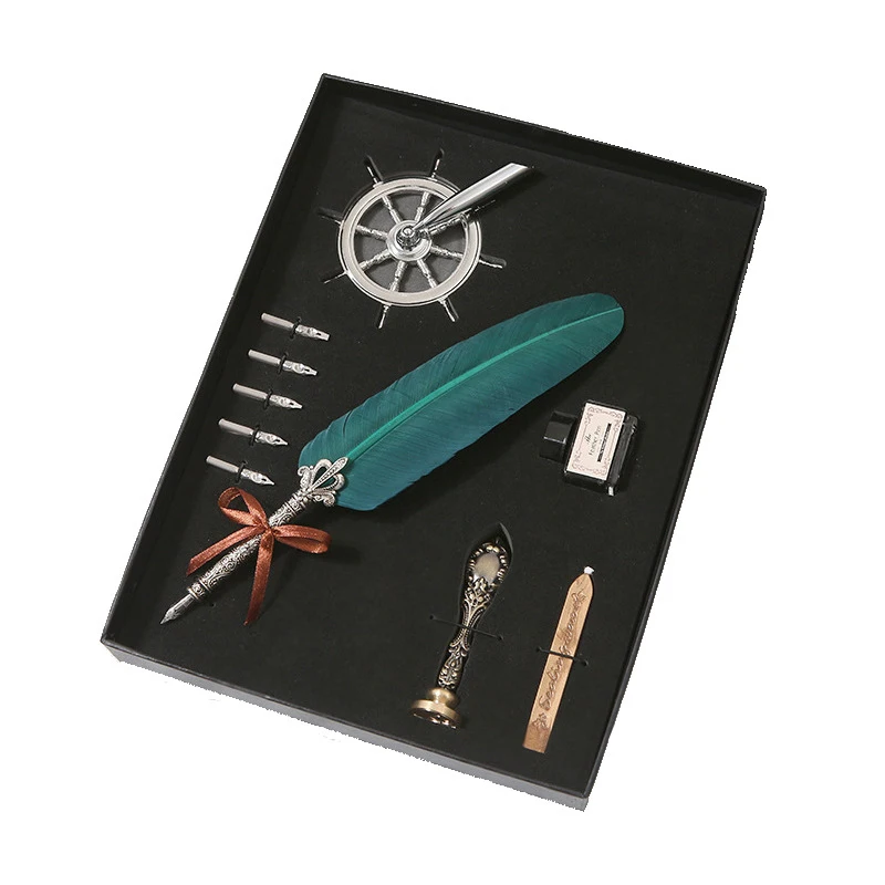 

Retro Feather Quill Dip Pen Ink Set For Stationery Gift Wedding Souvenir Hot