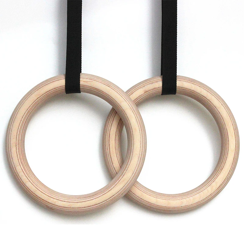 1 Pair New Wooden 28mm Exercise Fitness Gymnastic Rings Gym Exercise