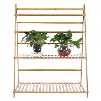 

4 Tiers 3.3ft Width Plant Rack Thickened Solid Support Alpine Bamboo Foldable Plant Stand