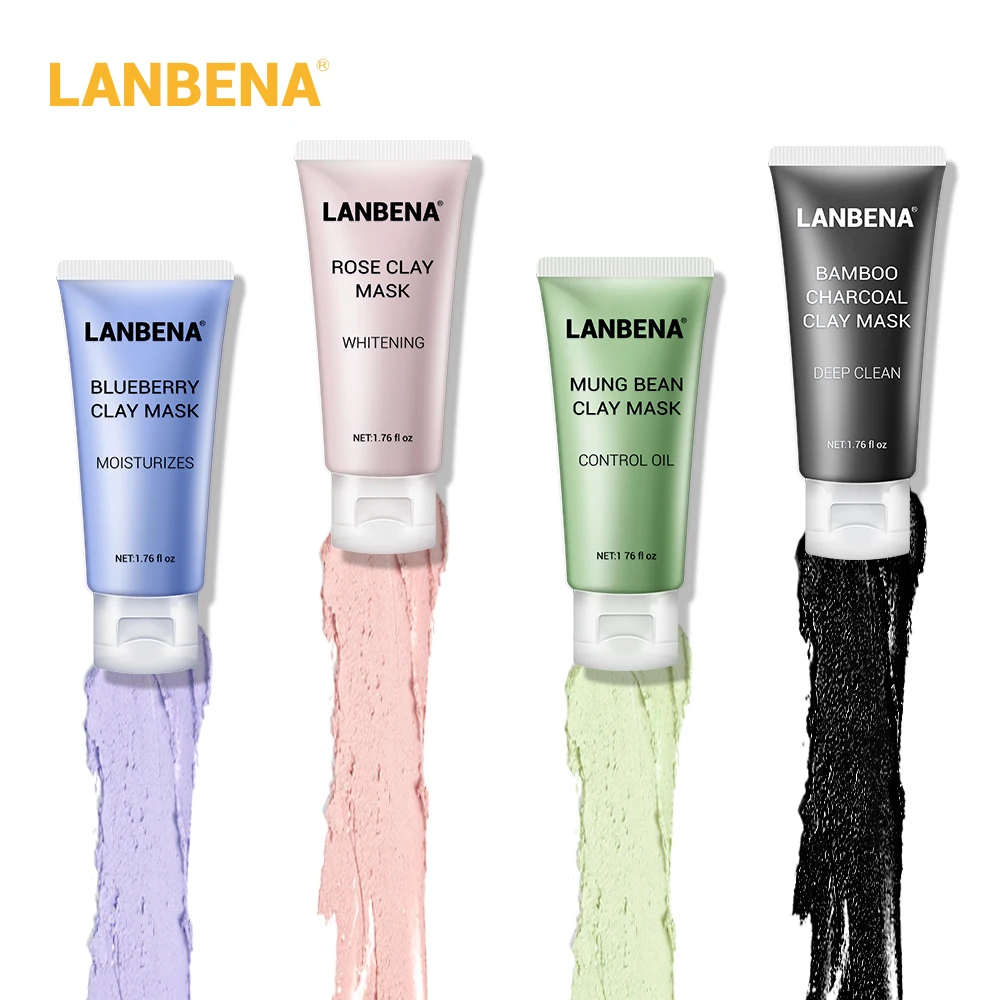 Lanbena Mung Bean Clay маска для лица + бамбуковый уголь черника розовая Глубокая очистка